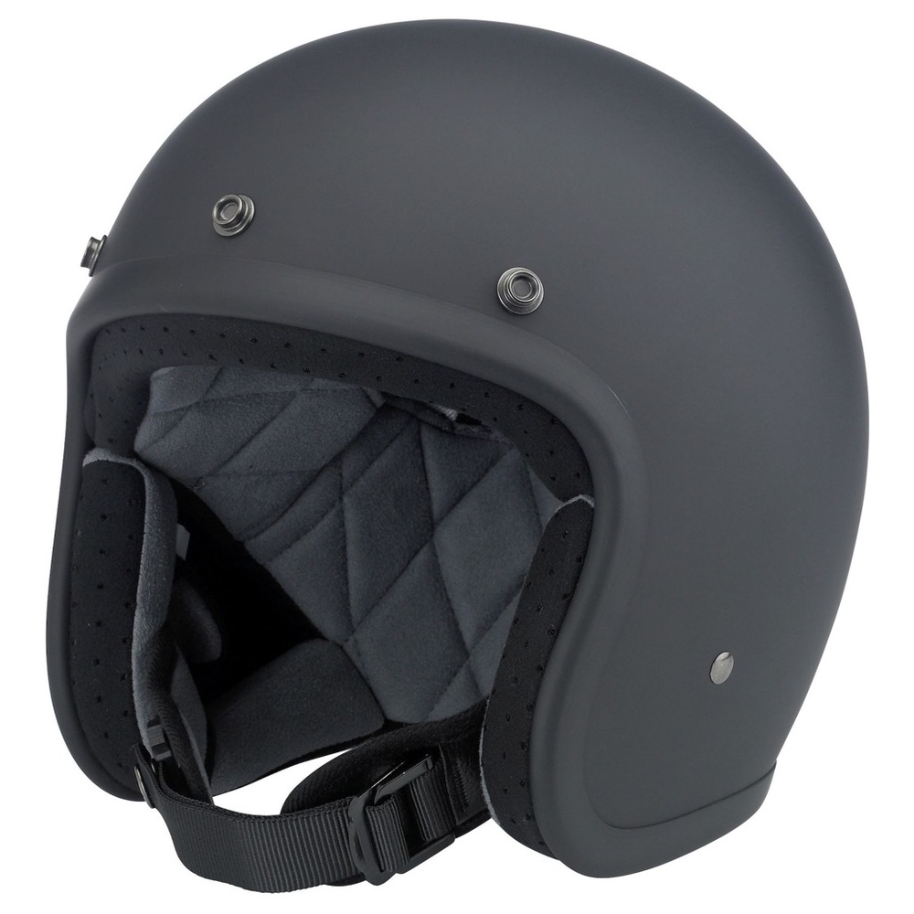 Matte Gray Open-Face Helmet with Comfortable Interior and Secure Chin Strap